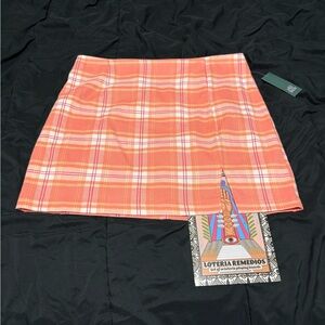 Wild Fable Coral Plaid Mini Skirt